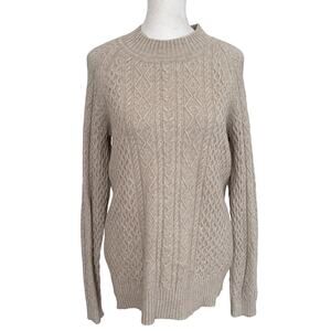 Cyrus Beige Cable Knit Mock Neck Sweater Womens Size Small NEW